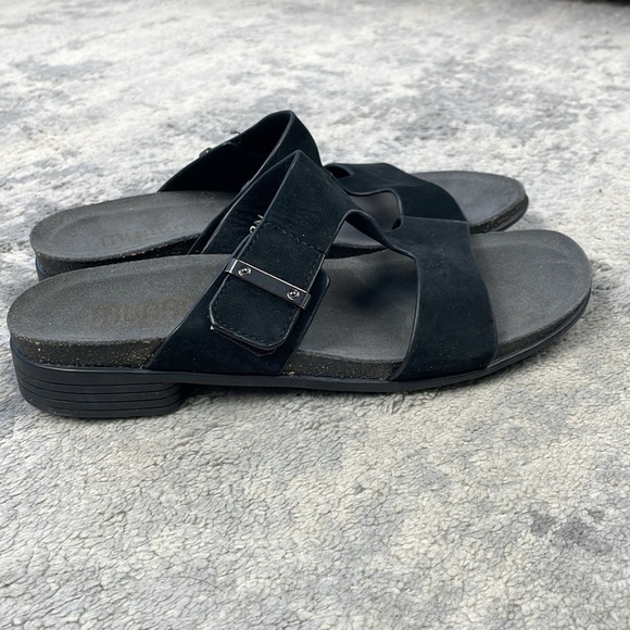 New Munro Jody Slide Sandal Black Nubuck Comfort Sz 8 Narrow - Picture 5 of 15
